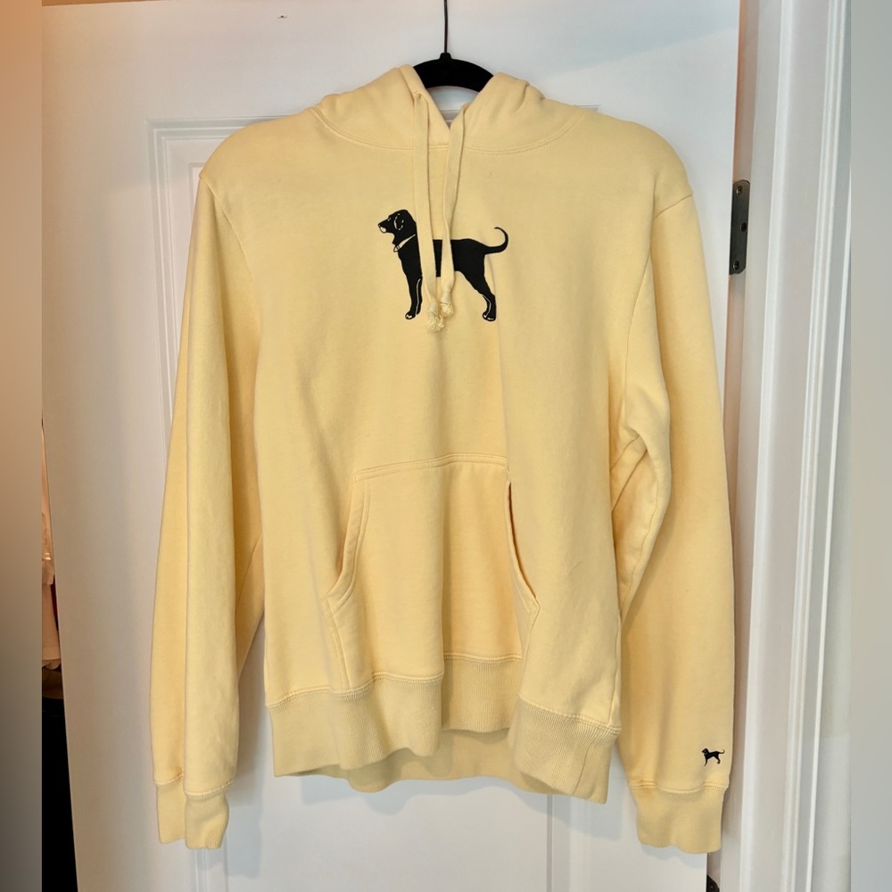 The Black Dog - Pale Yellow Hoodie with Black Dog Logo, Sz M